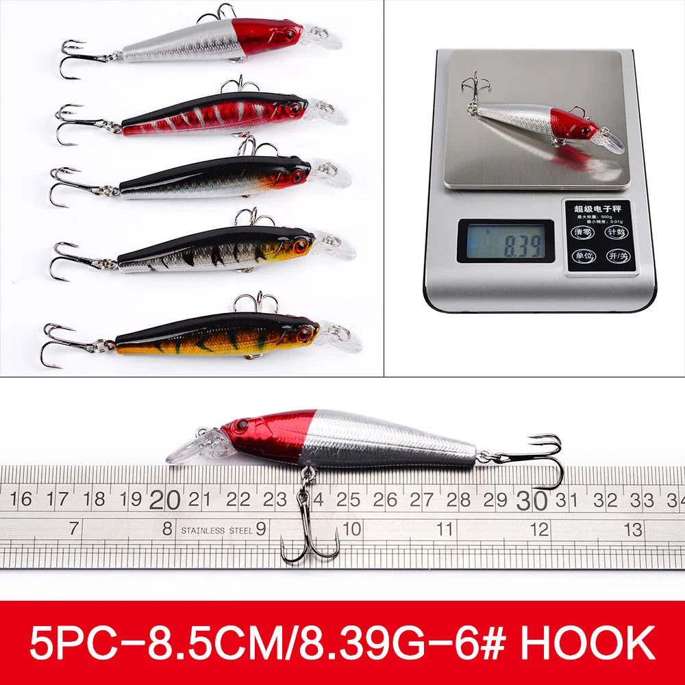 Set Múltiple Señuelos Ruia | Minnow Biónico | Crankbait Hundimiento | Bass | Wobbler con Anzuelos Triples - Firu Total Sales