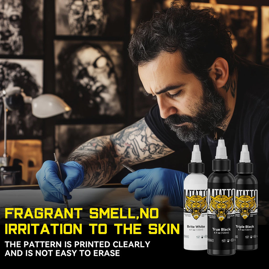 DM 120ml Tattoo Ink Pigment True Black/Triple Black/Brite White Professional Beauty Paints Makeup Tattoo Supplies Semi-permanent