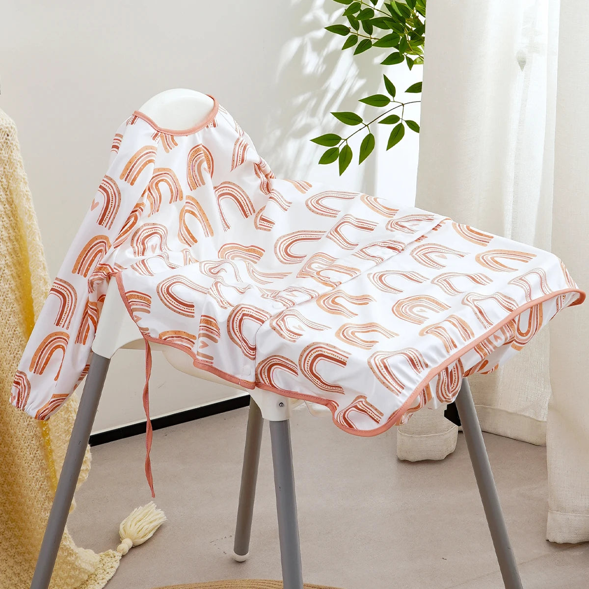 Babero Impermeable de Manga Larga para Bebé | 1-3 Años | Se Fija a Silla y Mesa