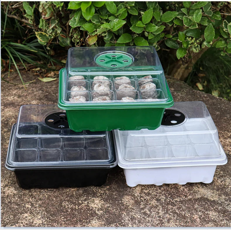 Seed Starter Kits Seedling Starter Trays (12 Cells per Tray) Humidity Adjustable Plant Germination Kits Garden Seed Starting Tra