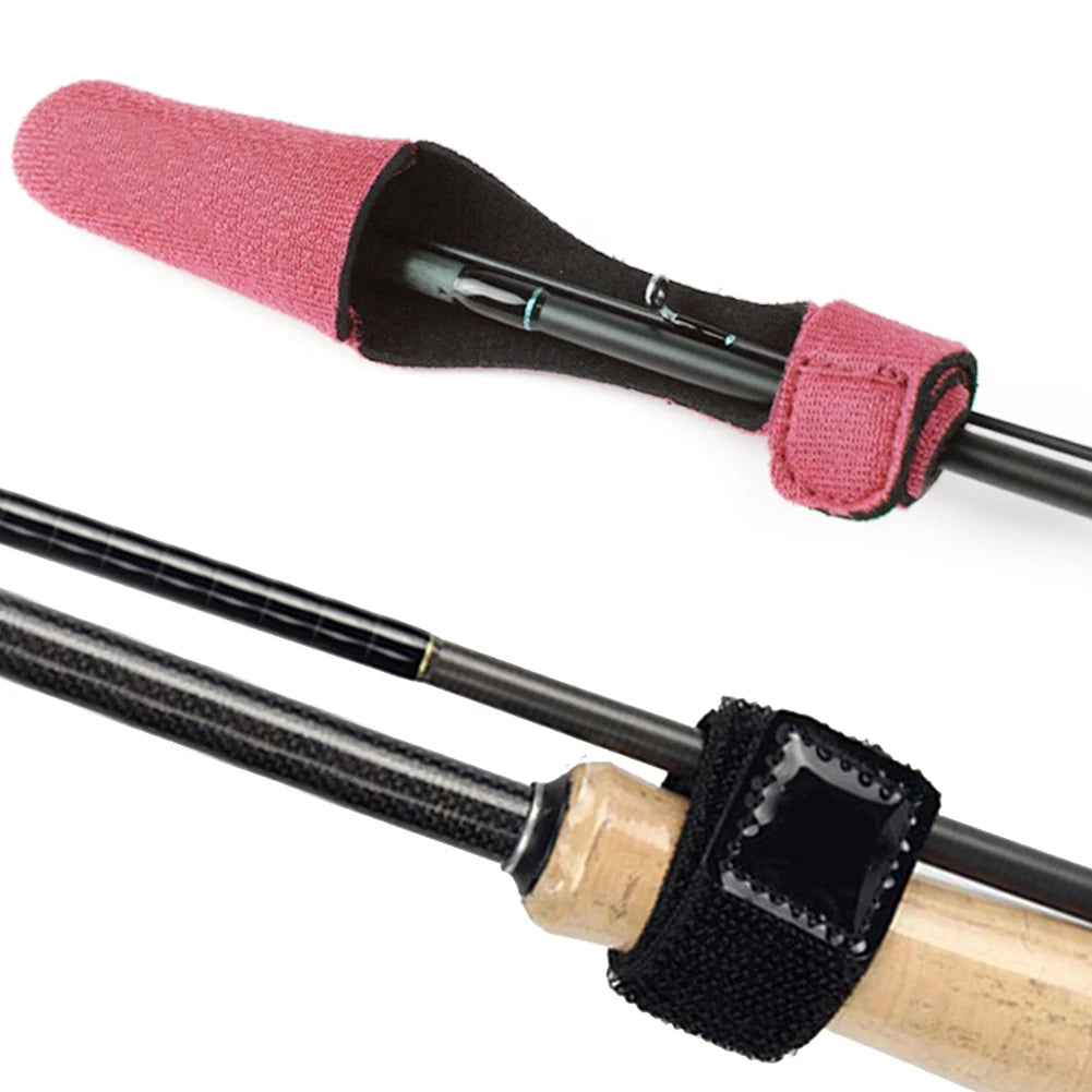 5/10Set 2Pcs/Set Fishing Rod Pole Protector Case Cover Sleeve Fishing Rod Fastener Belts Rubber FIsh Pole Fastening Belt Strap