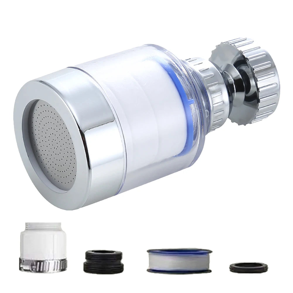 Kitchen Faucet Water Filter Pressurized Sink Filter Water Purifier 360° Tap Splash Proof Faucet Aerator Extender for Bathroom