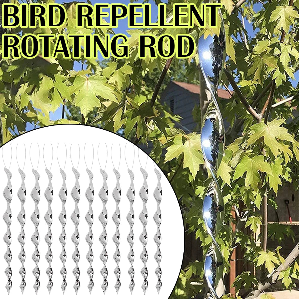 12x Bird Repellent Rotating Scare Rod Reflective Spiral Deterrent Control Device