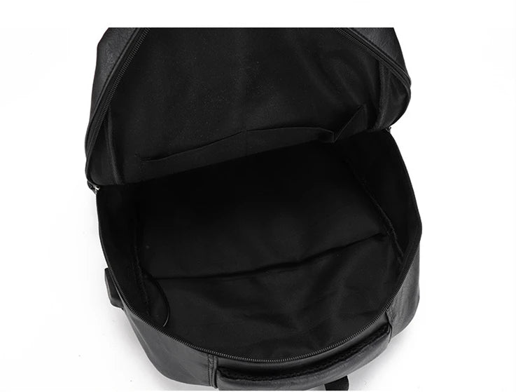 High Quality USB Charging Backpack Men PU Leather Bagpack Large Laptop Backpacks Male Mochilas Schoolbag For Teenagers Boys