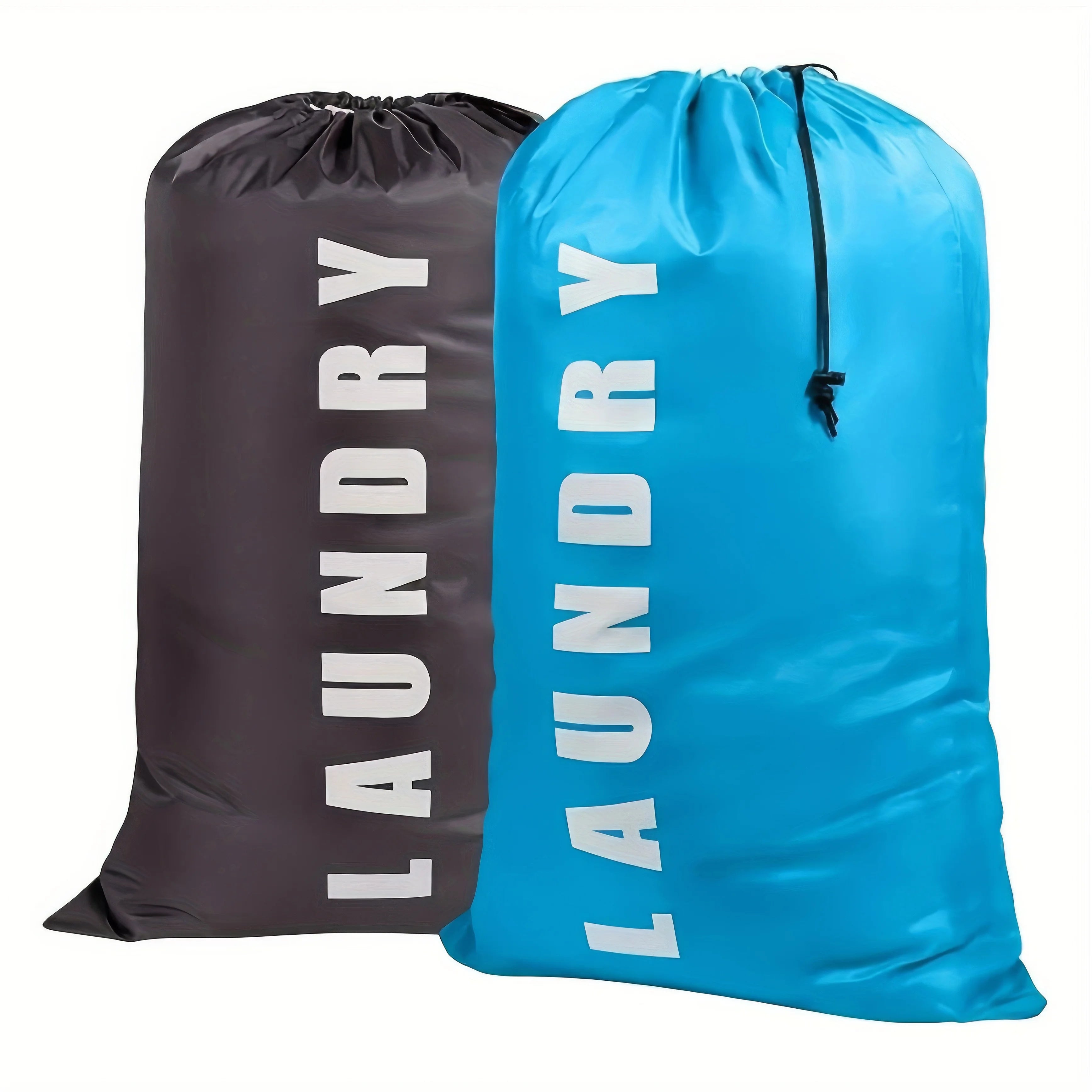 Durable Oxford Cloth Bag Blue Drawstring Storage Easy to Carry Foldable for Dormitories Camping