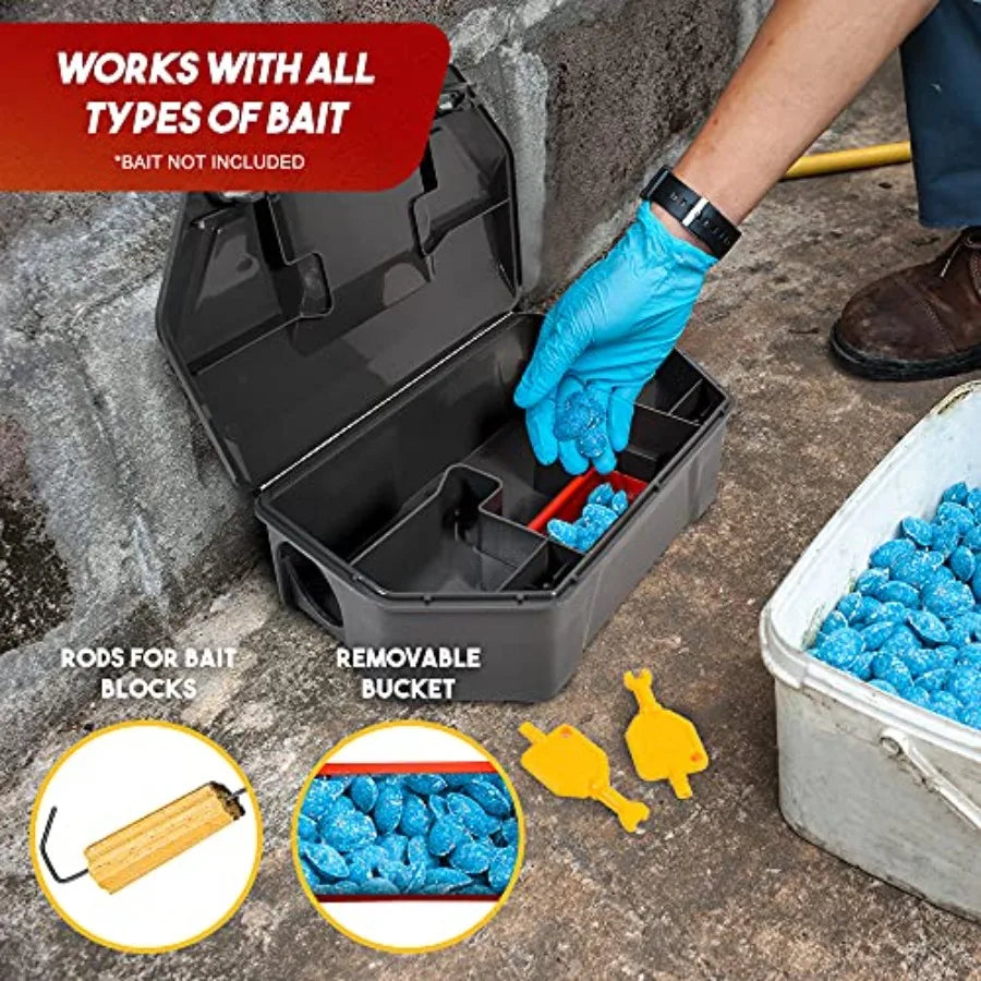 Rat Bait Station Outdoor Rodent Trap with Key Eliminates Rats Fast Keeps and Pets Safe Ideal for Indoor and Outdoor Use 2 Pack