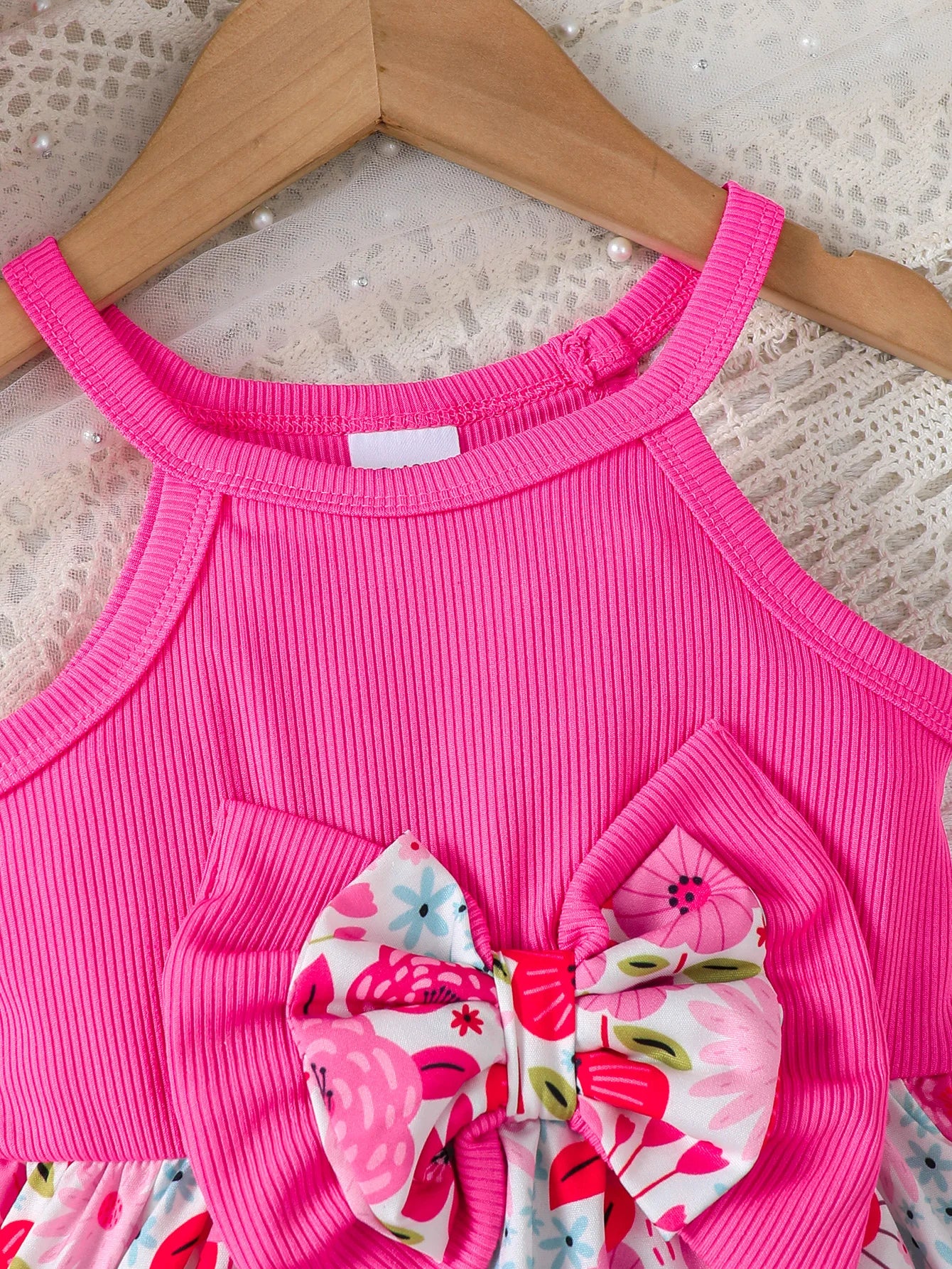 2Pcs Summer Baby Girl Dress Sleeveless Bow Flower Dress+Hat 0-3 Year Old Toddler Baby Girl Beach Vacation Casual Dress