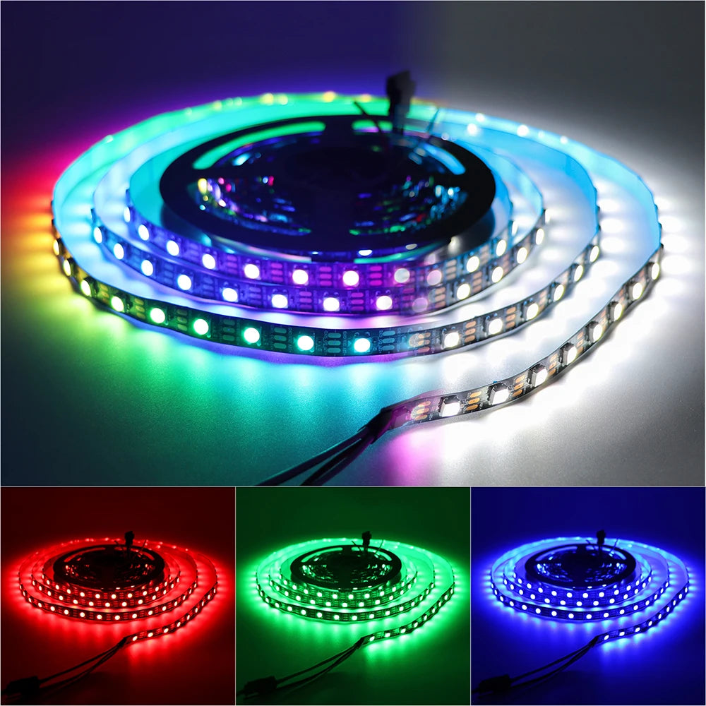 Tira LED SK6812 RGBW/RGBWW DC12V | Direccionable | 30/60/144 LEDs/m | IP30/65/67 | PCB Negro/Blanco | 1-5m - Firu Total Sales