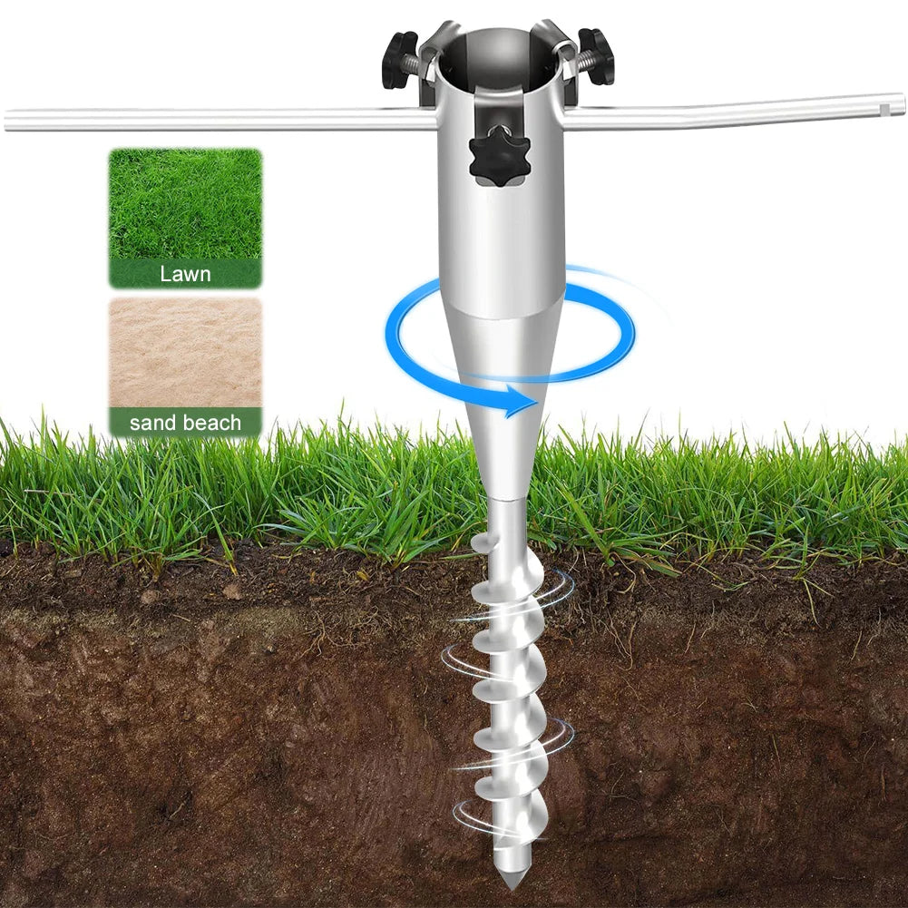 Beach Umbrella Sand Anchor No Dig Metal Umbrella Stand Heavy Duty Beach Sand Ground Anchor for Patio Umbrella Base