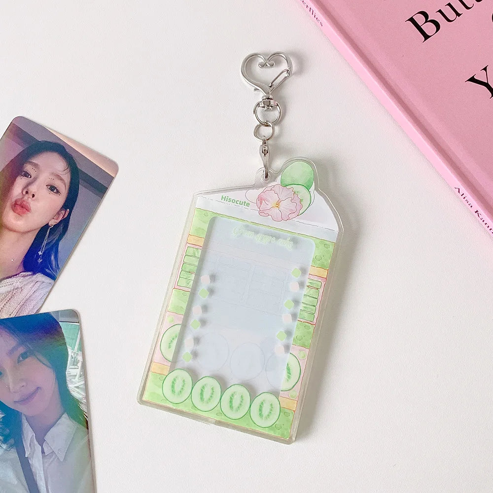 MINKYS Summer Fruit Acrylic 3 inch Kpop Photocard Holder Photo Card Holder Bag Pendant School Stationery