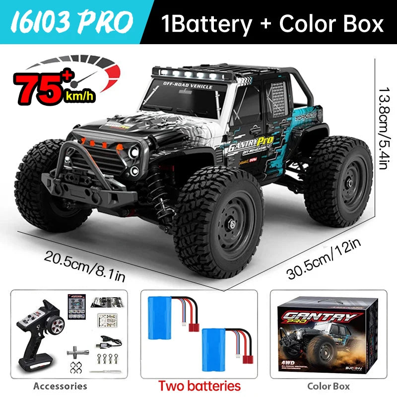 WLtoys 16101 Pro Carro RC 1:16 | 75KM/H | 4WD | Motor Brushless | LED | 2.4G | Drift Monster Truck | Regalo Niños