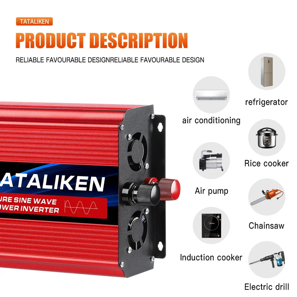 inverter DC 12V 24V To AC 220V Voltage Pure sine wave power 50Hz Converter 8000W 6000W 3500W 2500W 1600W