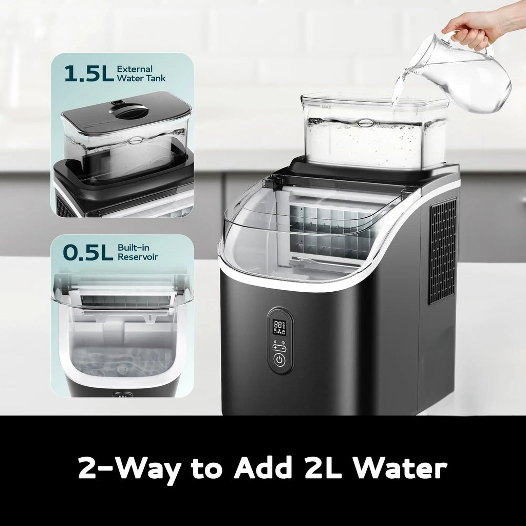 Máquina de Hielo Portátil EUHOMY | 15kg/24h | 9 Cubos en 6 Min | Autolimpiante