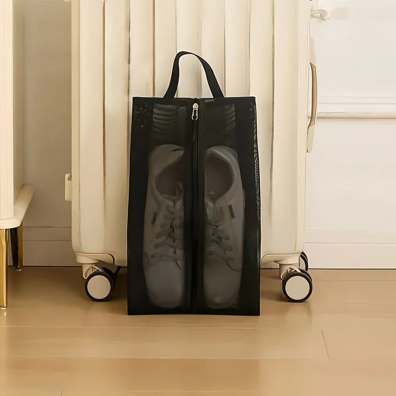 1pc Foldable Breathable Mesh Shoe Bags -Large Capacity Shoe Organizer for Gym, Travel, Beach, Makeup & Toiletries Storage