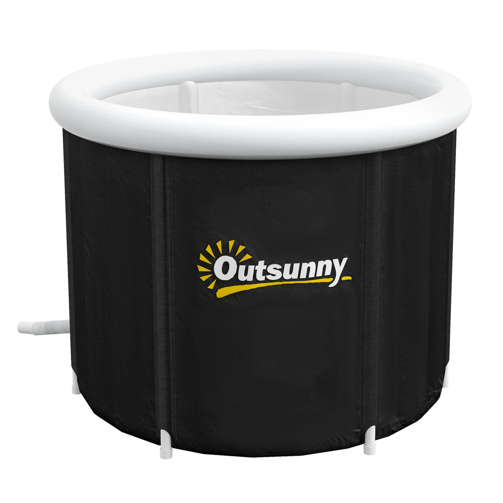Inflatable Ice Bath Tub 100 Gallon Cold Plunge Pool for Athletes Recovery with Thermal Cover Hand Pump Carry Bag Blue and Black