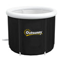 Inflatable Ice Bath Tub 100 Gallon Cold Plunge Pool for Athletes Recovery with Thermal Cover Hand Pump Carry Bag Blue and Black