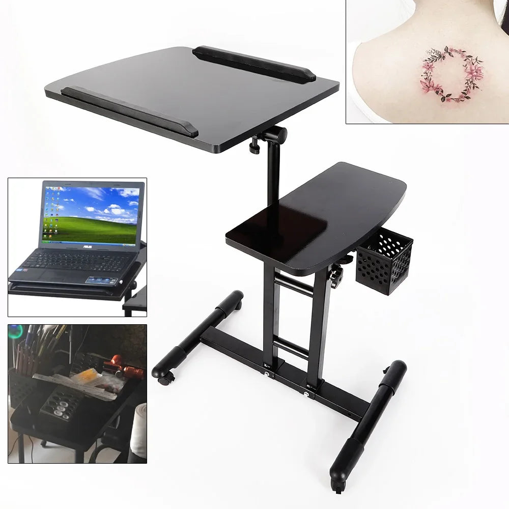 Portable Tattoo Workstation with Adjustable Table Dual Surface Design Iron and High-Density Board Impact-Resistant