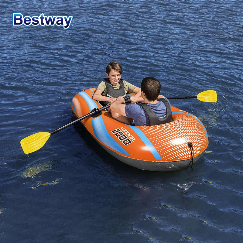 Bestway 61142 1-3 Person Heavy Duty Inflatable Kayak - Long Lasting PVC Rafting Adventure Boat for Thrilling Water