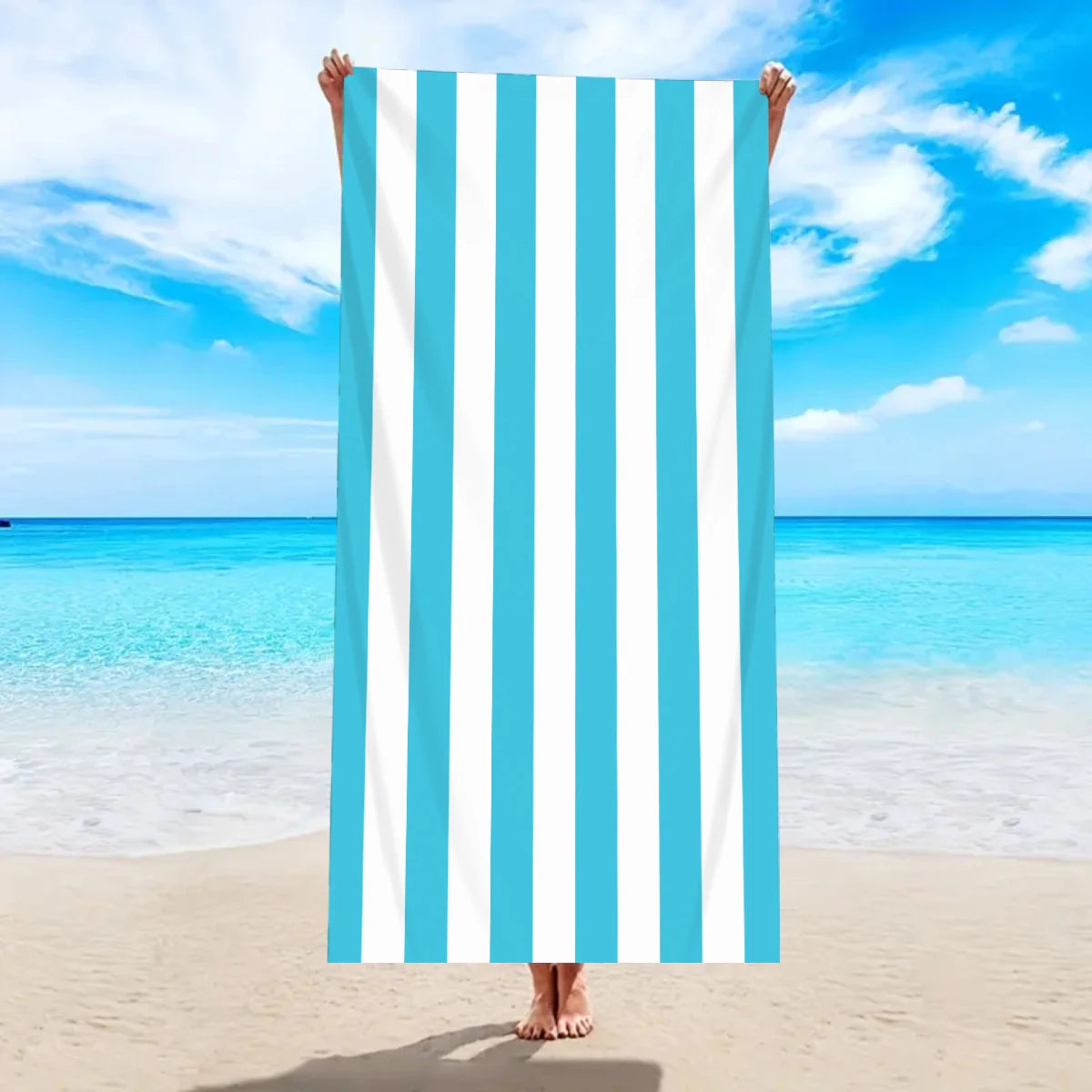 1pc Minimally Striped Beach Towel, Ultra-fine Fiber Quick Drying Absorbent Towel, Beach Swimming Vacation Beach Towel