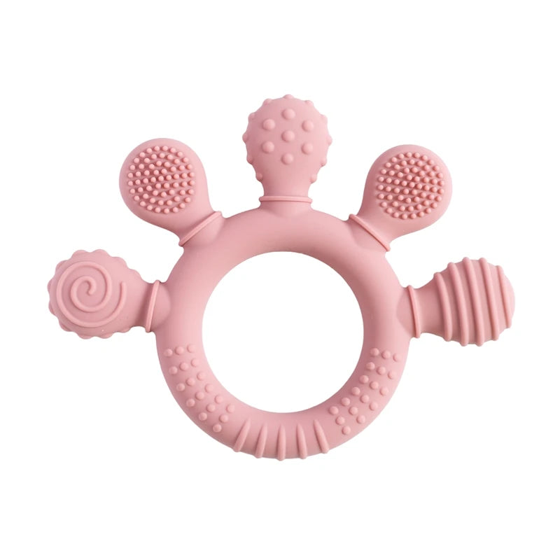 Silicone Teether Ring BPA Free — Baby Chewing Toy | 0-12 Months Gift