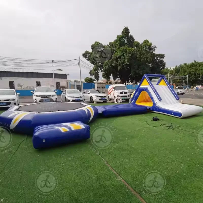 Parque Acuático Inflable Flotante con Tobogán | Trampoln | Niños y Adultos 🌊 - Firu Total Sales