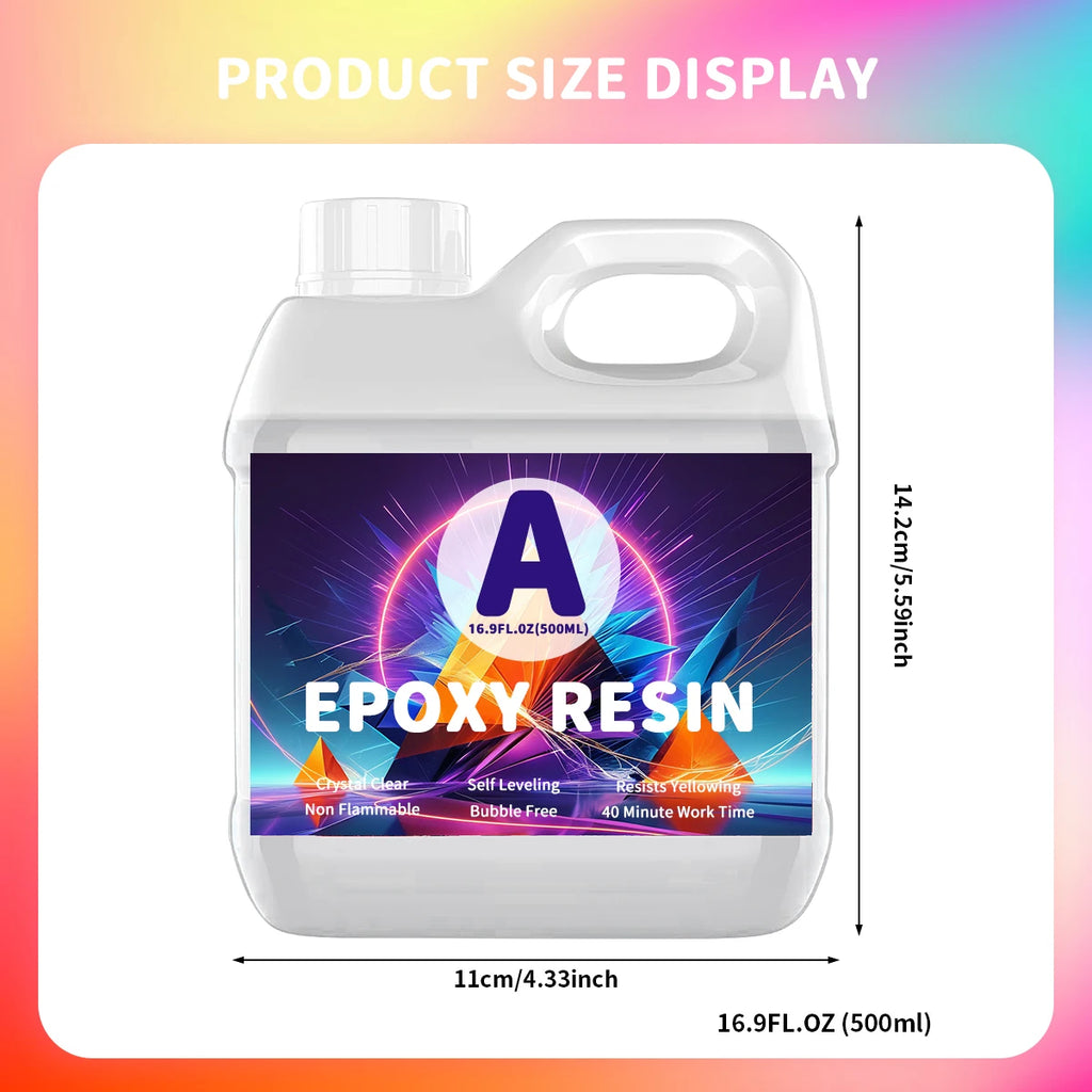 Resina Epoxi AB 500ML Curado Rápido | Alta Transparencia | Joyería y Manualidades ✨
