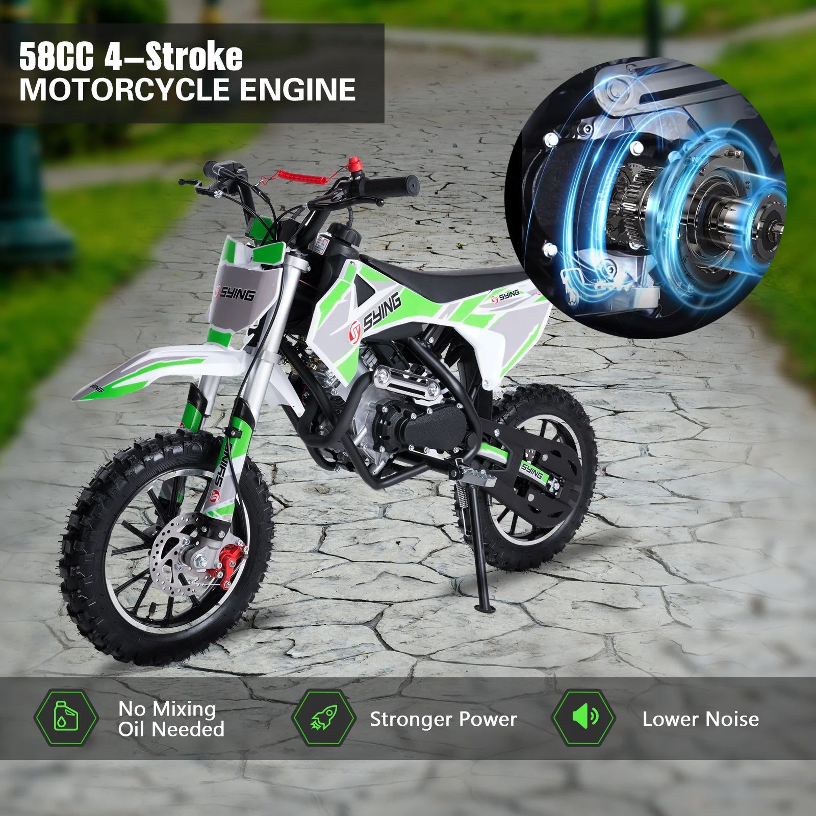 Mini Moto Off-Road 58cc 4 Tiempos con Arranque Manual | Gasolina | 6-12 Años 🏍️ - Firu Total Sales