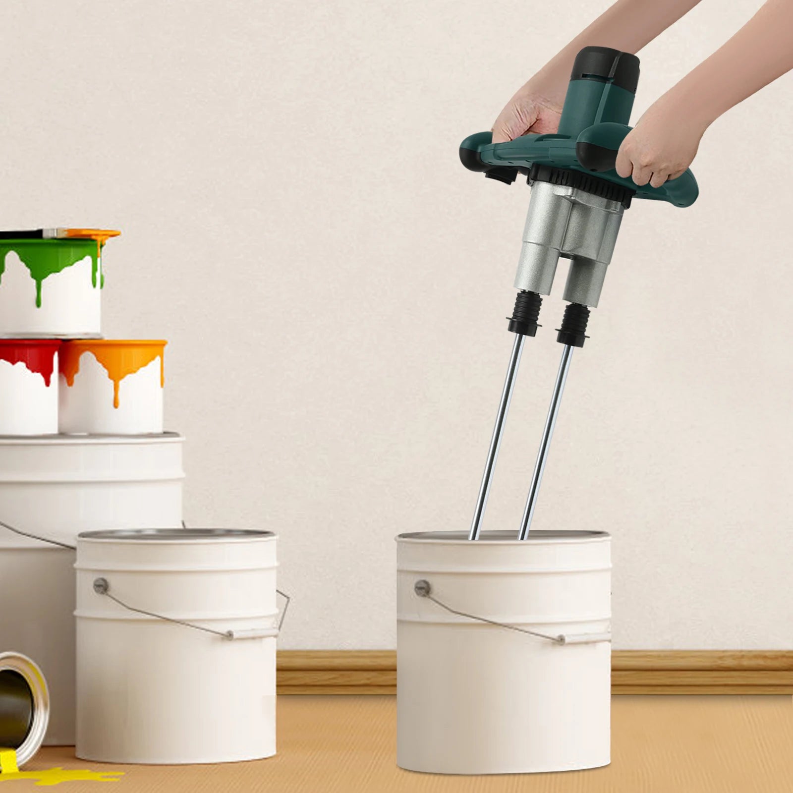Handheld Paint and Mortar Stirrer Corded Electric 2-Gear Concrete Mixer 6 Speeds Optional Red/Green US/EU Standard 110V