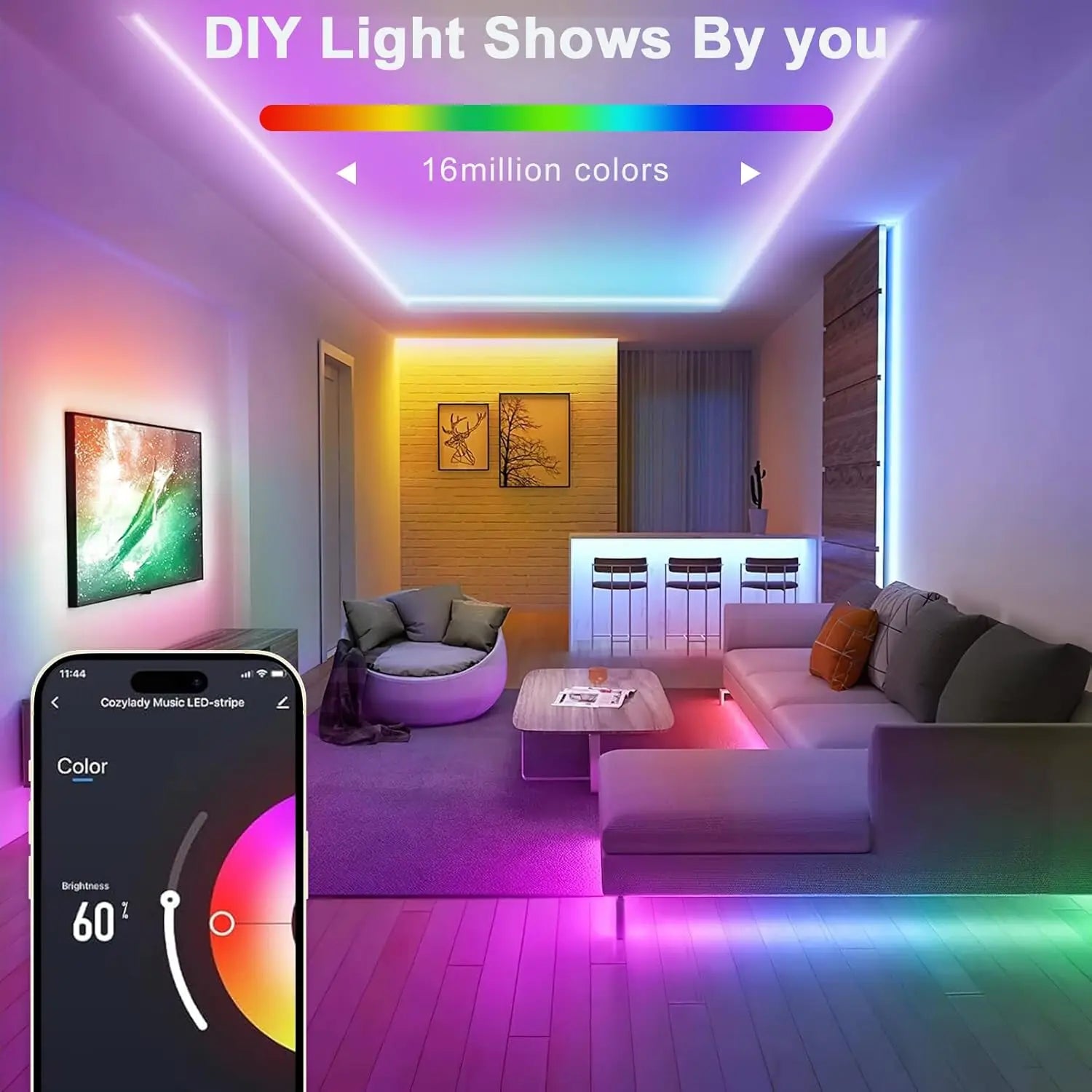 Tira Neón RGB Mexllex 30m/40m | Sincronización Musical | App y Control Remoto | Impermeable | Interior y Exterior - Firu Total Sales