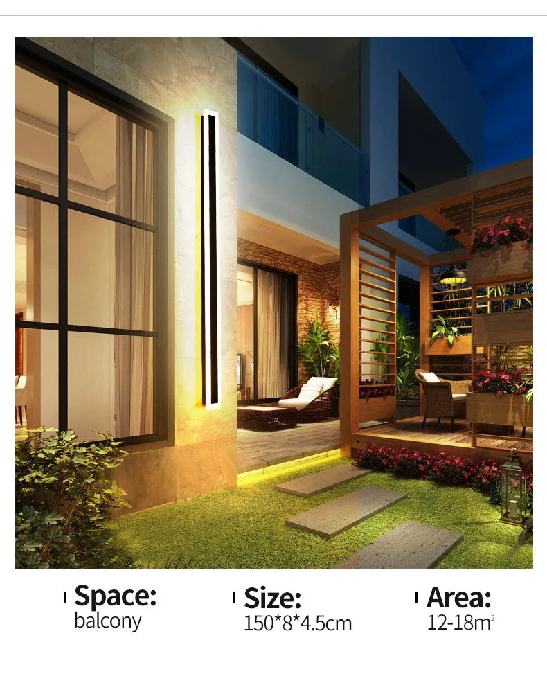 Modern Waterproof outdoor Long Strip LED wall lamps IP65 Aluminum Wall Light Garden porch Sconce Lights 110V 220V wall washer