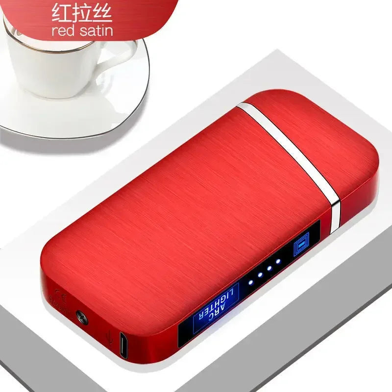 Smart Windproof Flameless Plasma Lighter | Double Arc USB Rechargeable | LED Power Display Touch | Metal Body