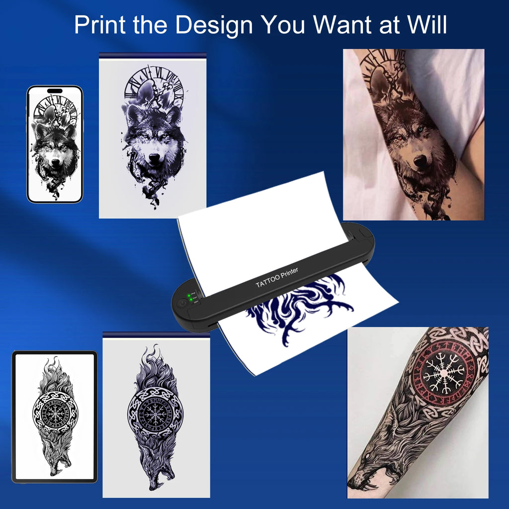 Yilong Ats886 Tattoo Printer Wireless Tattoo Stencil Printer Professional Thermal Transfer Bluetooth Portable Printer Copier