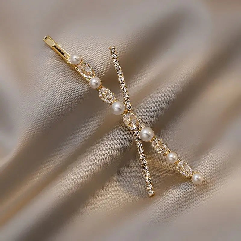 Pearl Metal Hairclips Women Hair Clip Girls Crystal Hairpins Barrette Hairgrip Elegant Hariband Bobby Pin Hair Accessories