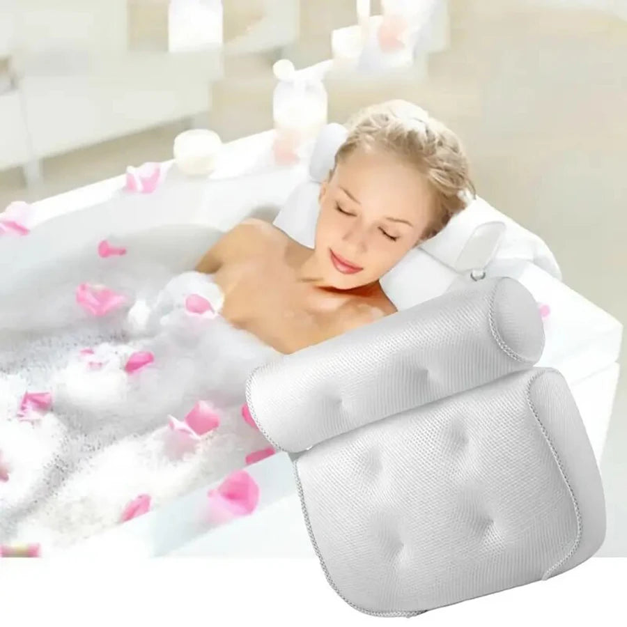 1 spa bathtub pillow with anti-slip suction cups for neck and back support, bathtub/bathroom accessory