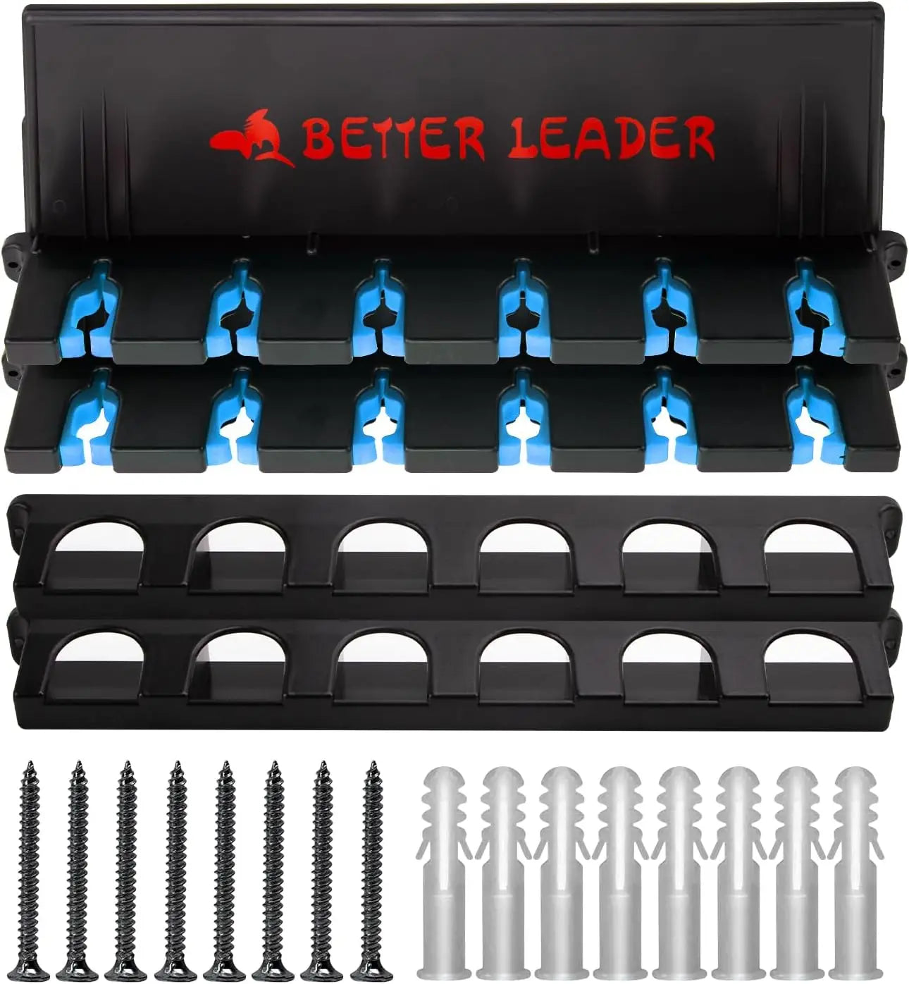 2 Pack Wall Mount Fishing Rod Holder, Holds Up to 12 Rods, Fits Diameter 3-19mm, Ideal Gift for Men