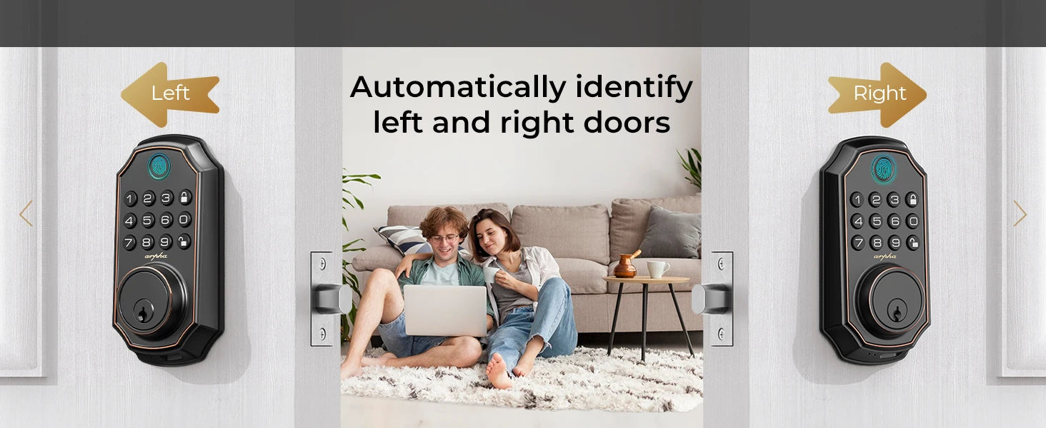 Arpha D280W WIFI Keyless Entry Door Lock 5-in-1 Smart Fingerprint Deadbolt w/ Keypad Electronic Deadbolt Auto-Lock One Touch Loc