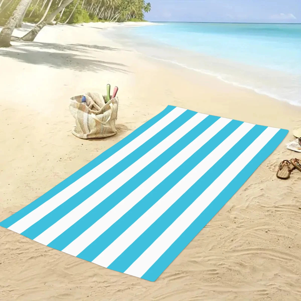 1pc Minimally Striped Beach Towel, Ultra-fine Fiber Quick Drying Absorbent Towel, Beach Swimming Vacation Beach Towel