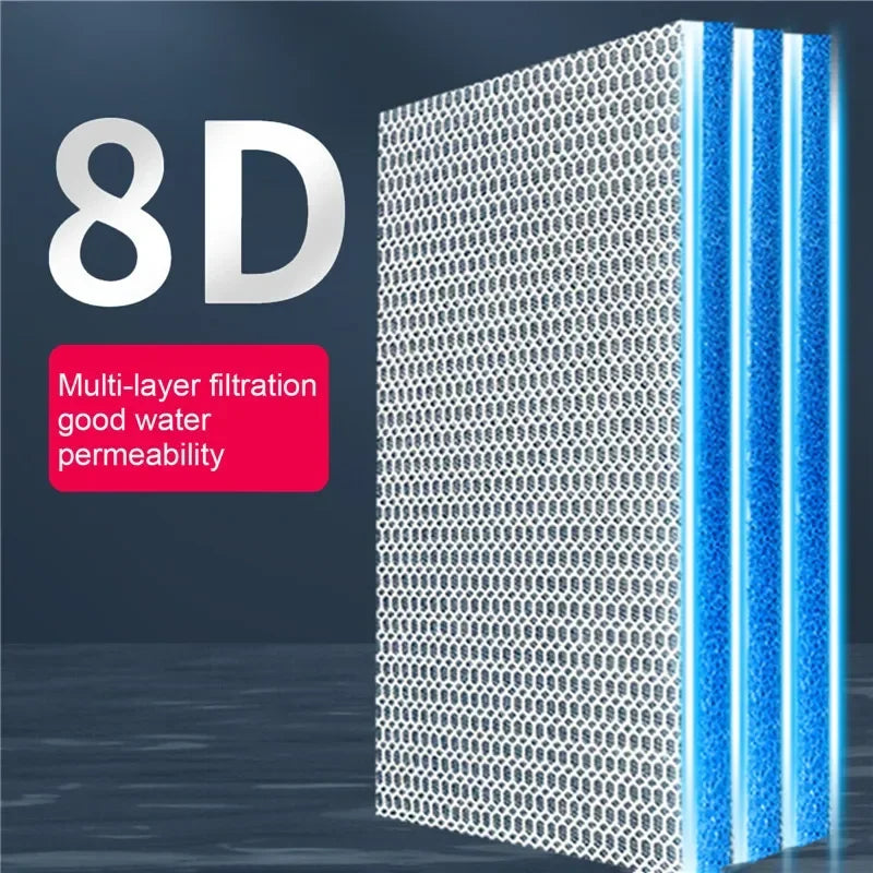 12D 8D Aquarium Filter Bio Sponge Fish Tank Filter Media No Glue Foam Cotton Skimmer Aquarium Accessories Water Filtration