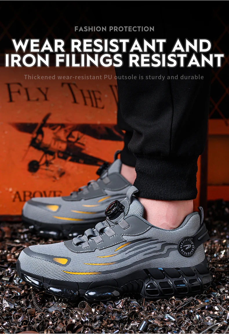 Zapatos de Seguridad Transpirables | Sin Cordones | Suela Blanda | Antipinchazos | Antiaplastad