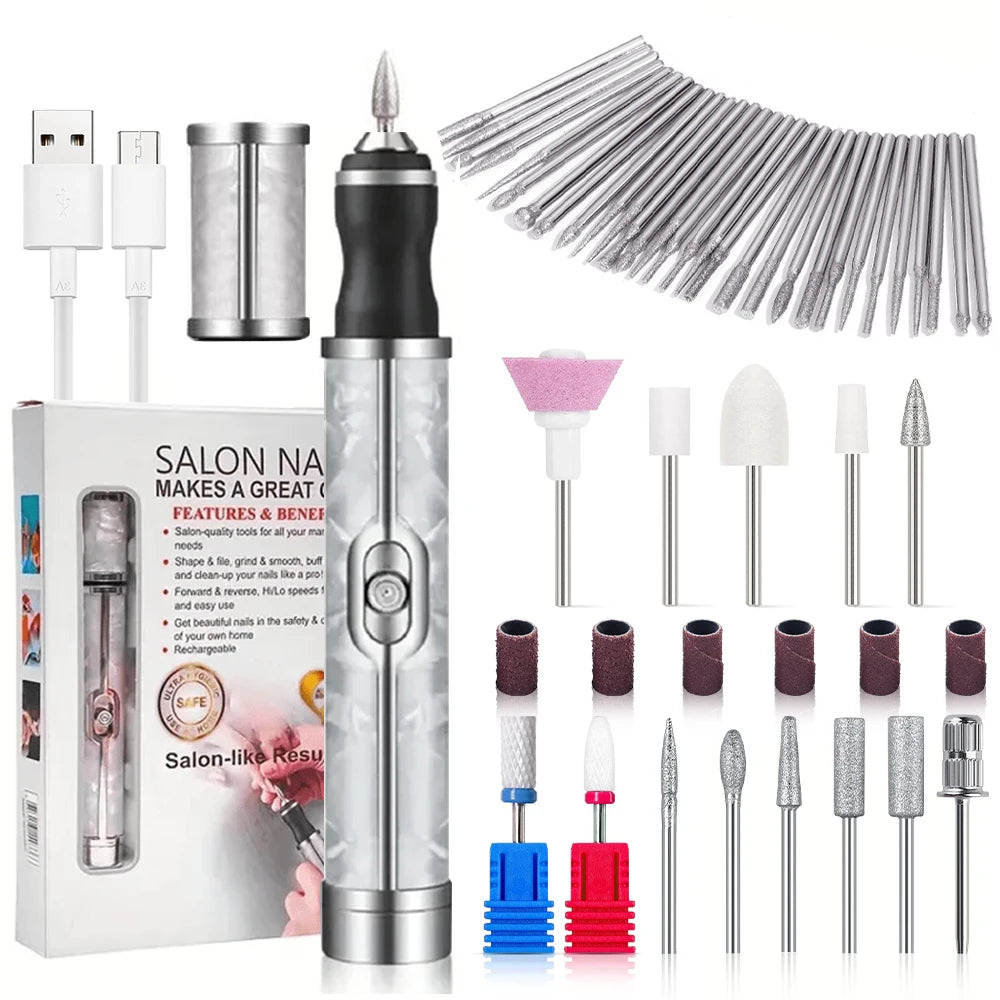 Torno Eléctrico para Uñas Portátil | 4 Velocidades | Kit Manicure y Pedicure Profesional 💅 - Firu Total Sales