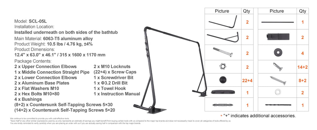 SucceBuy Hot Tub Cover Lift Spa Cover Lift Height 31.5"-41.3" Width 57"-92.5" Adjustable Installed Underneath Both Side Suitable