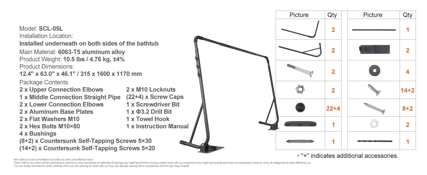 SucceBuy Hot Tub Cover Lift Spa Cover Lift Height 31.5"-41.3" Width 57"-92.5" Adjustable Installed Underneath Both Side Suitable