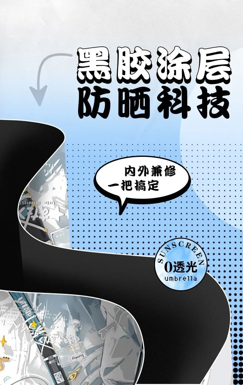 White Blue Honkai: Star Rail Anime popular Cosplay,Windproof Anti-UV,Automatic Rain Compact Umbrella for Woman Girl kids child