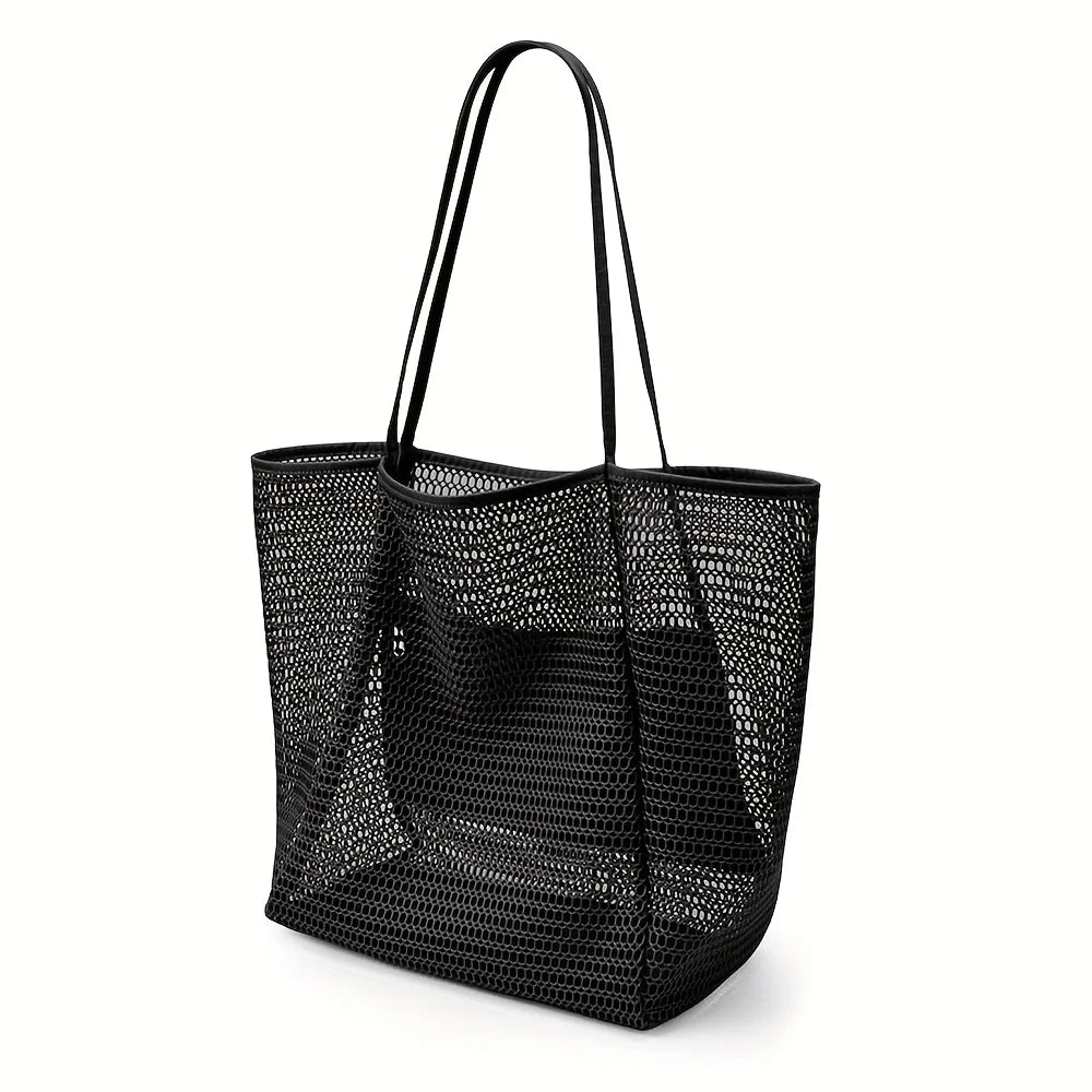 Bolsa Tote de Playa para Mujer Gran Capacidad - Bolso de Hombro Tejido Poliéster