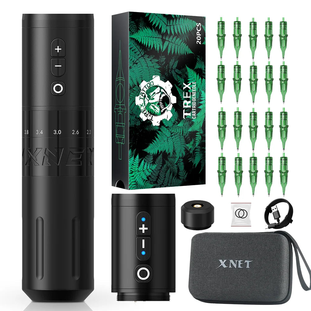 XNET E1 Wireless Tattoo Machine 20pcs Needle 2.0-4.2 Adjustable Stroke Custom Motor 2000mAh Battery Makeup Tattoo Pen For Tattoo