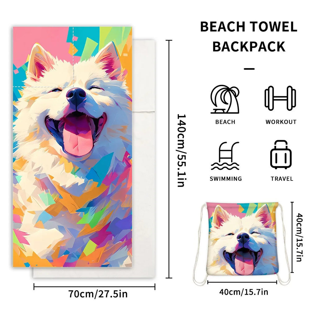 Toalla de Playa 2 en 1 Plegable con Bolsa - Microfibra Secado Rápido para Viaje