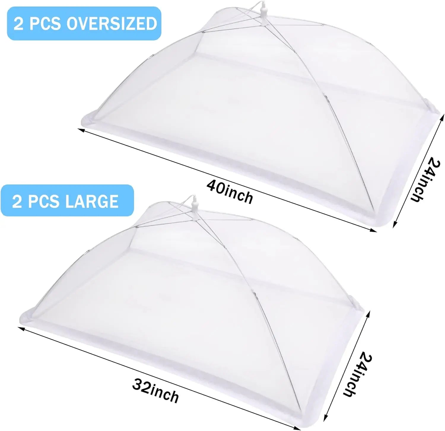 4-Piece Large Mesh Food Cover Tent Set for Outdoor BBQs, Picnics & Parties - Collapsible Design with Storage Bag (2 Sizes)