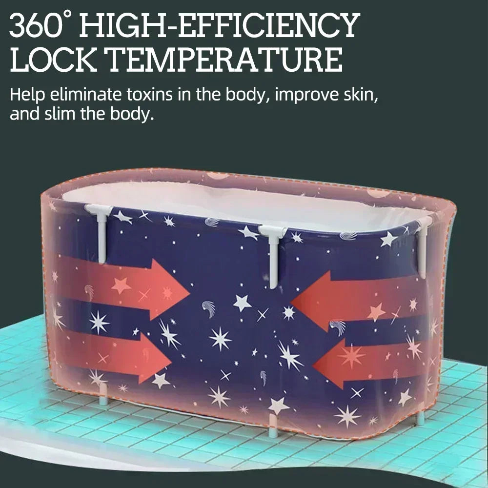 Folding Bath Tub Household Thickened Insulated Bathtub Portable Round Enlarged Bathing Bucket Foldable Adult Bathroom SPA Bucket