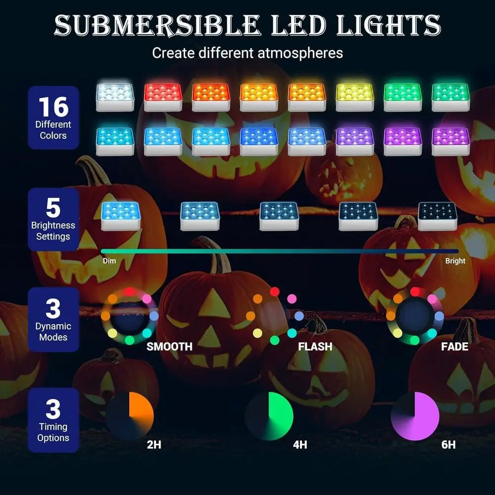 Rechargeable Pool Lights with Remote, 13 LEDs Waterproo Magnetic Underwater Light, 16 Color Changing Submersible Light or Above