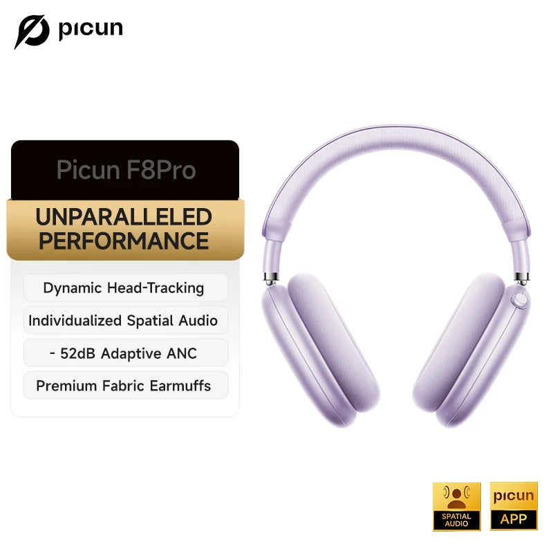 Auriculares Picun F8 Pro ANC -52dB | Audio 3D Espacial | Head Tracking | Bluetooth 5.4 | 80h Batería - Firu Total Sales
